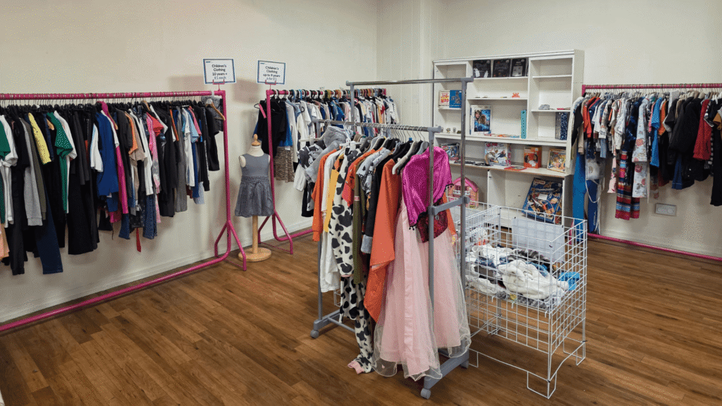 clothes rails in a shop