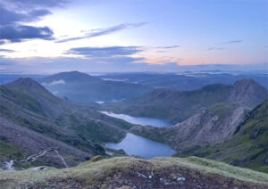 view at the top of mount snowdon at sunrise
