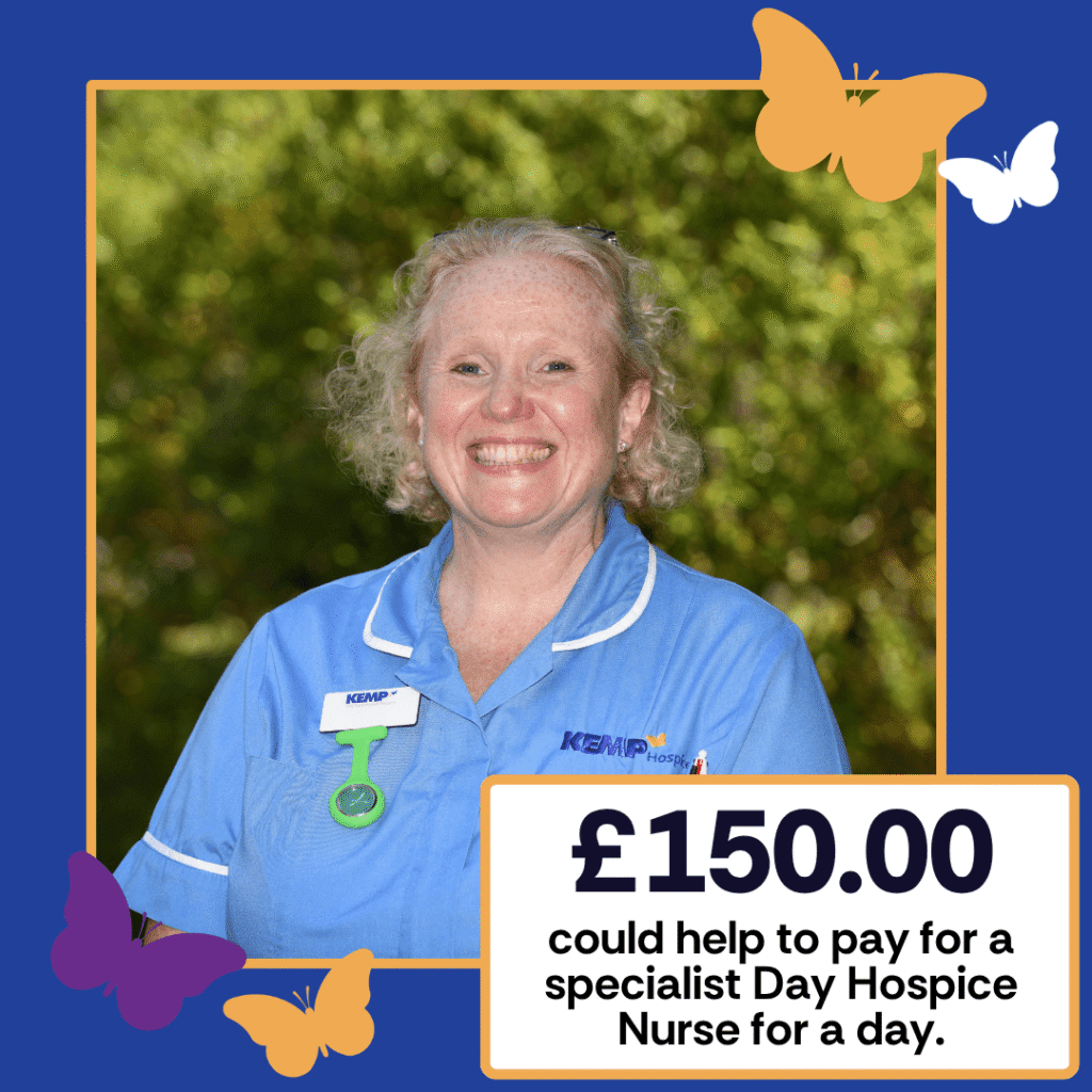 a nurse wearing uniform stand in a garden smiling at the camera