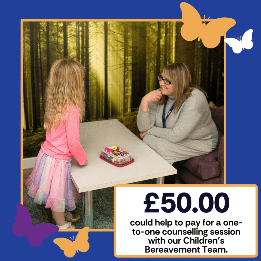 a lady sits opposite a small child smiling as they talk
